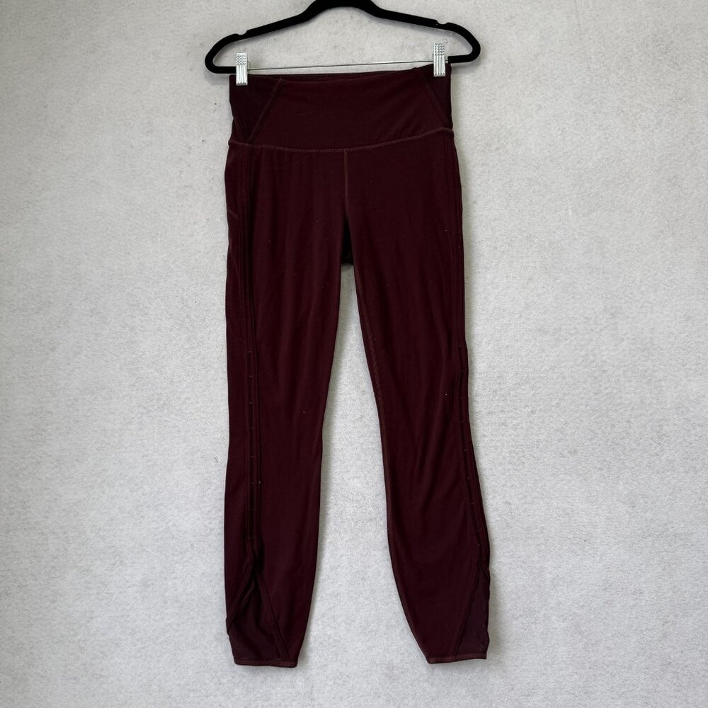 Athleta Leggings Womens Small Red High Rise Ankle Yoga Pants Athletic Stretch